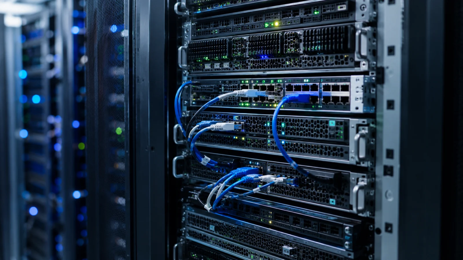 Server racks in an Equinix data centre